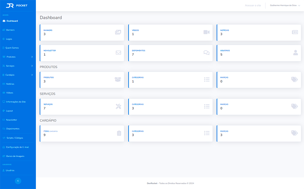 DevRocket Pocket - Área Administrativa